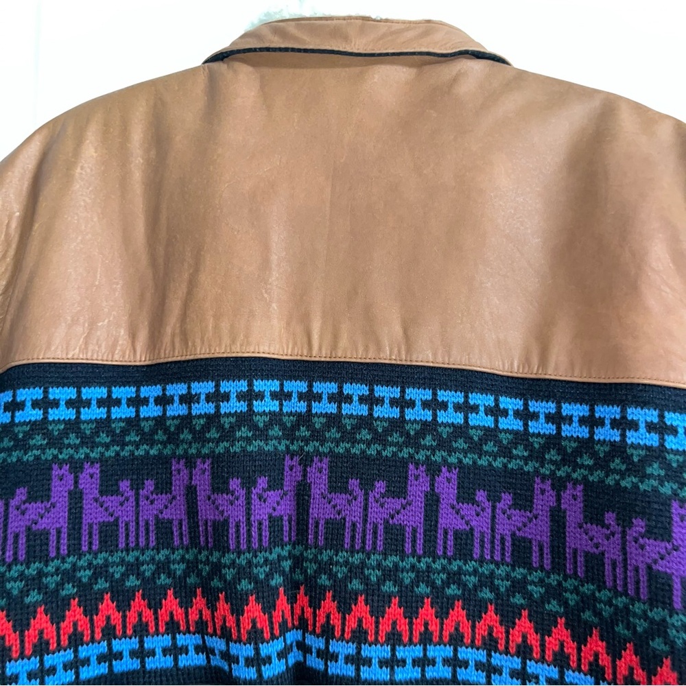 Adler Vintage Suede Leather Sherpa Aztec Southwestern Style Jacket - Picture 7 of 9